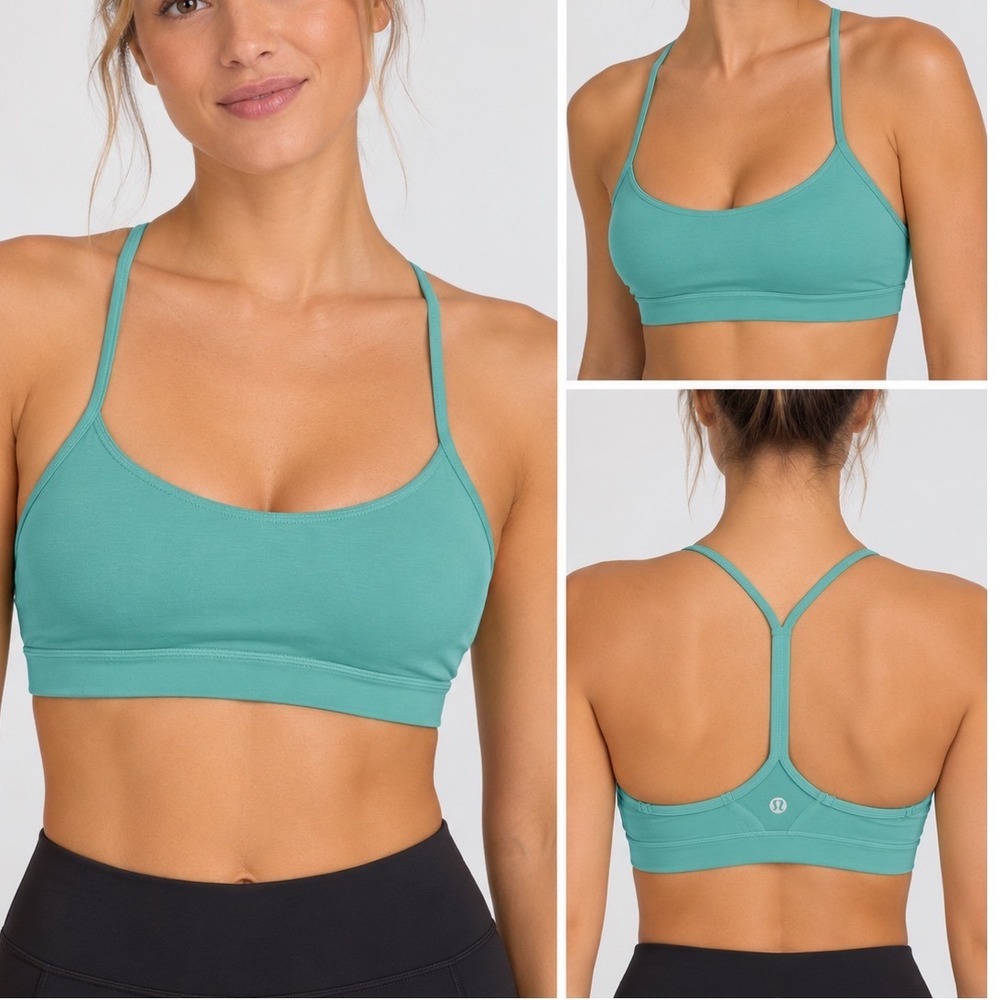 Lululemon Flow Y Bra Nulu Light Support Sports Bra Tidewater Teal Green Size 6
